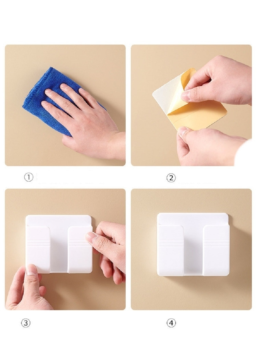 Wall organizer / Phone, remote control, electronics, wires holder, stand / Hanging storage container, box