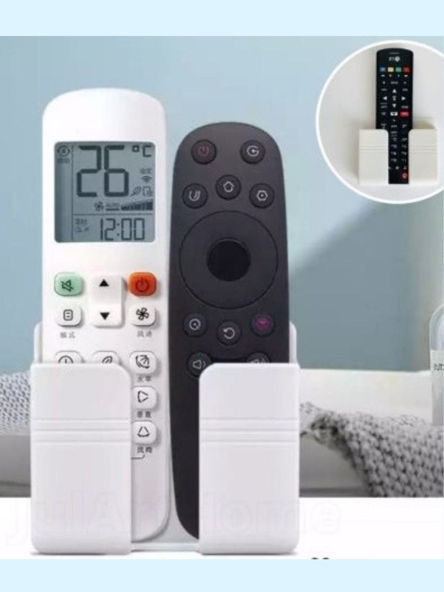Wall organizer / Phone, remote control, electronics, wires holder, stand / Hanging storage container, box