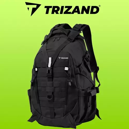Trizand 00020534 Military Style Hiking Backpack, 25L, Black