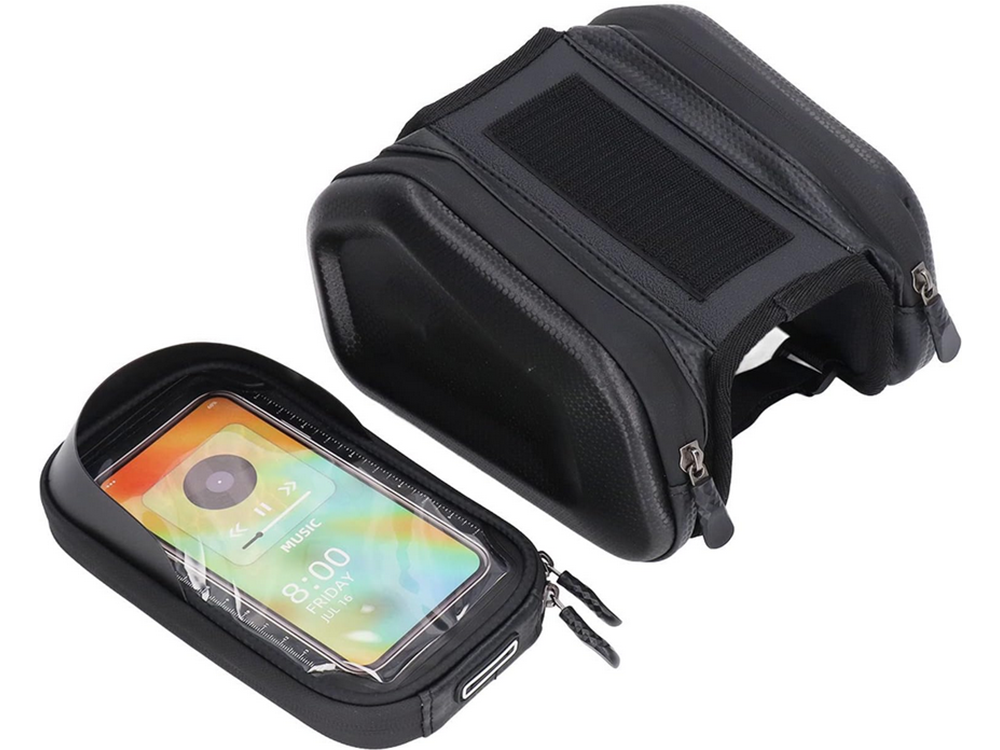 Waterproof Bike Frame Bag with Phone Case up to 7\", Black