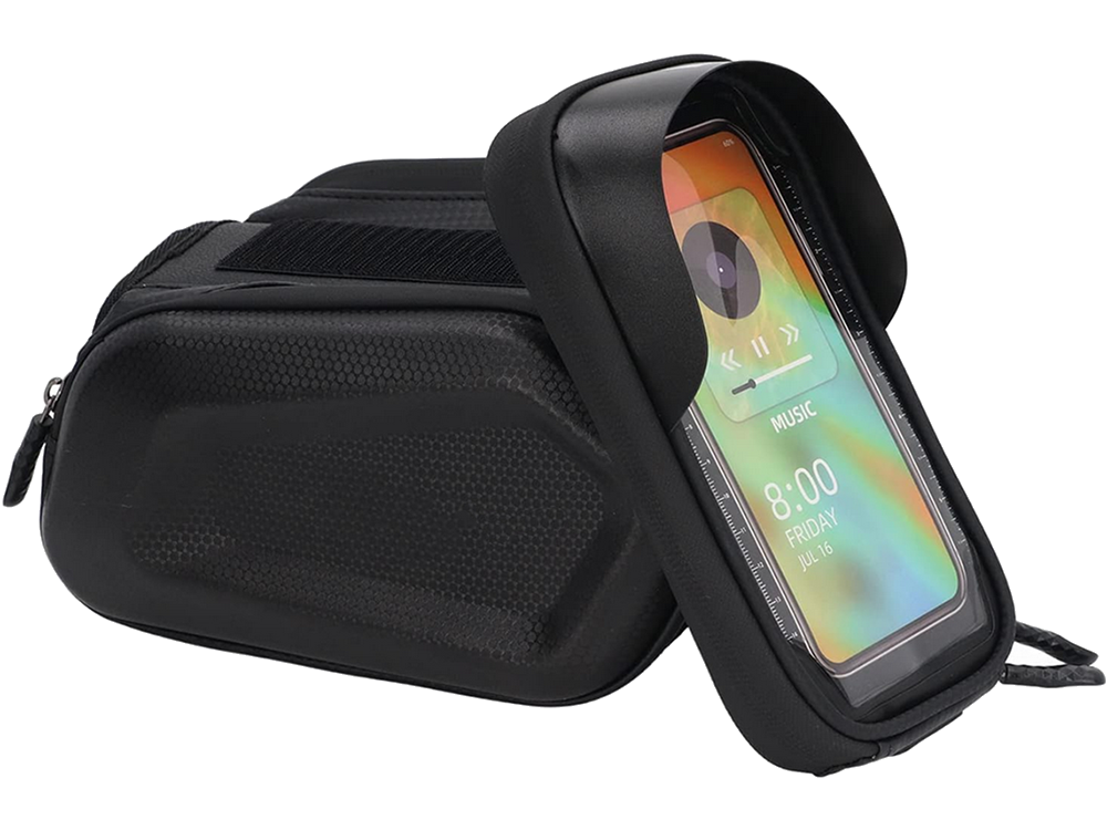 Waterproof Bike Frame Bag with Phone Case up to 7\", Black