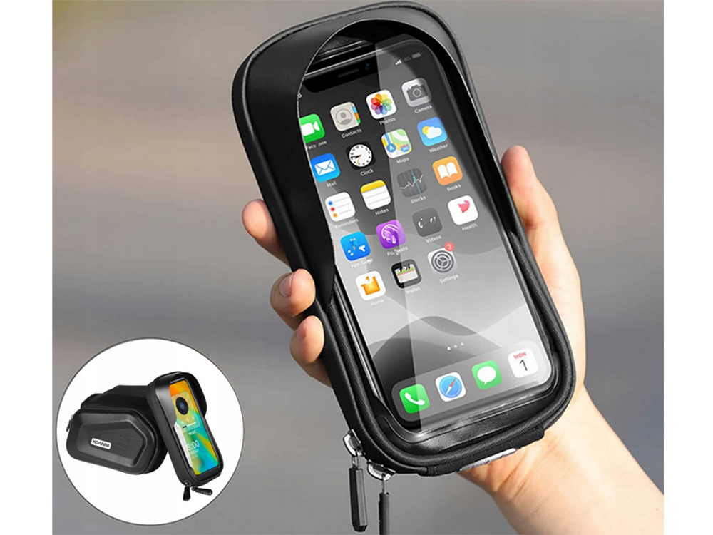 Waterproof Bike Frame Bag with Phone Case up to 7\", Black