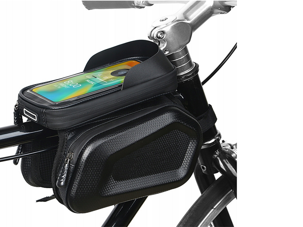Waterproof Bike Frame Bag with Phone Case up to 7\", Black
