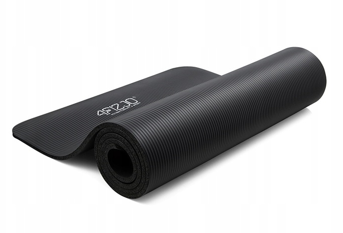 4Fizjo Gymnastic Non-Slip Fitness Foam Yoga Mat Foam NBR 180x60x1.5cm, Black