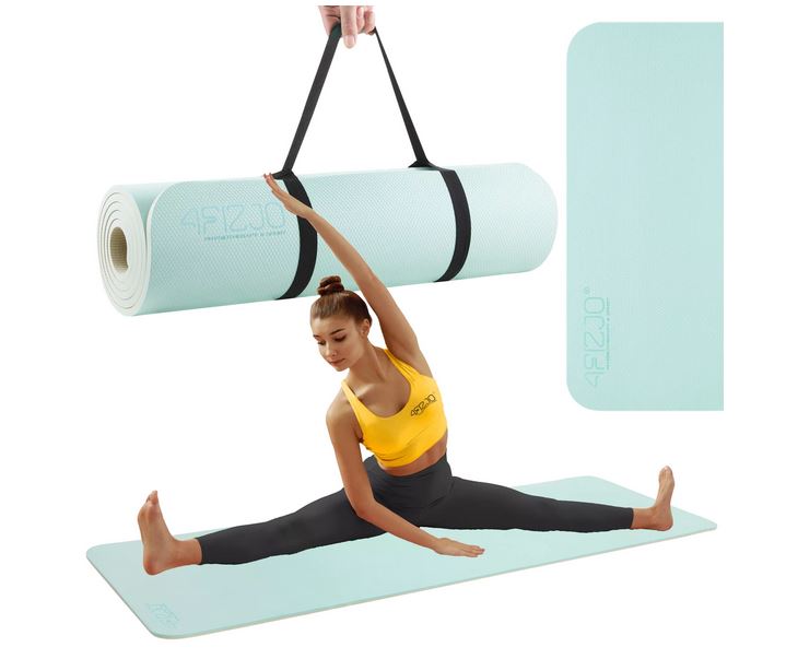 4Fizjo Gymnastics Fitness Yoga Non-Slip TPE Mat - 180x60x1cm, Mint