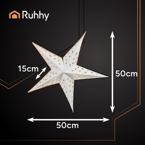 3D LED Christmas Star Decoration Ruhhy 20076, 55 cm, White