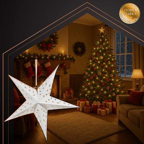 3D LED Christmas Star Decoration Ruhhy 20076, 55 cm, White