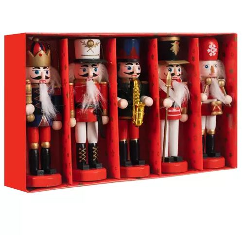 Ruhhy Wooden Christmas Nutcracker Figurines, 5 pcs, Multicolor