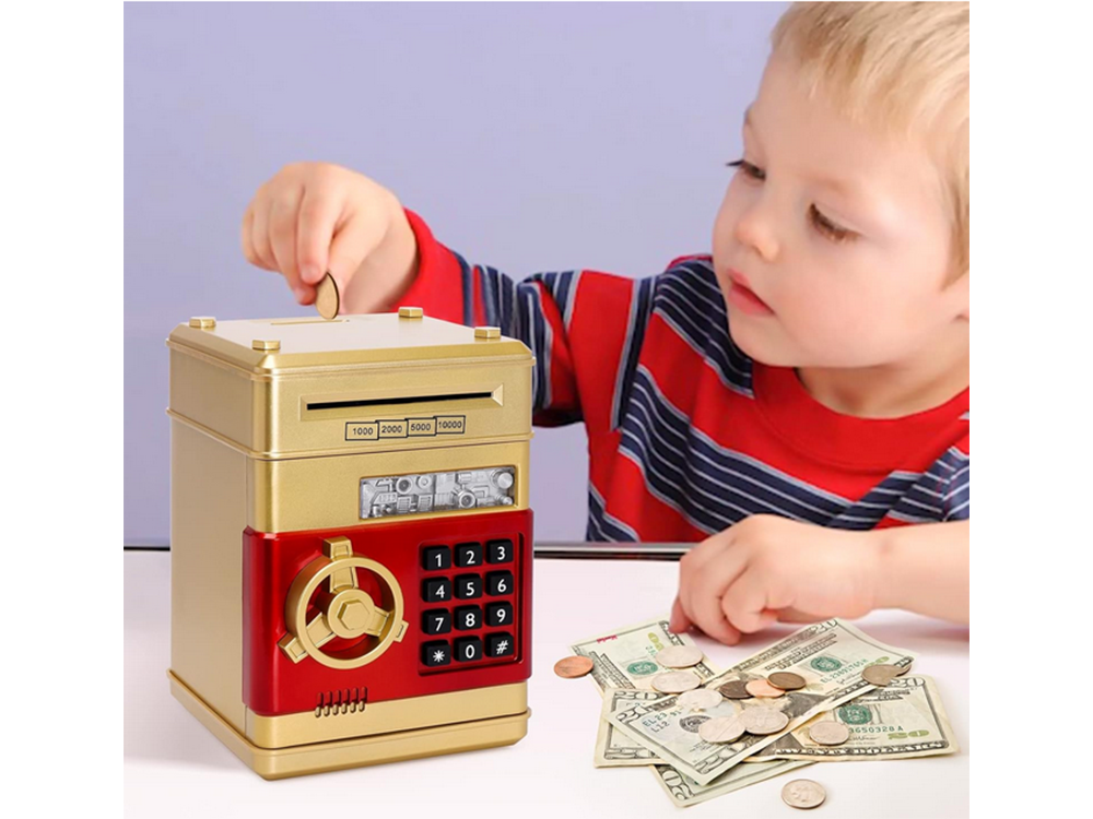Коробка для Сбережений Копилка для Монет с Кодом, Золотой | Children...