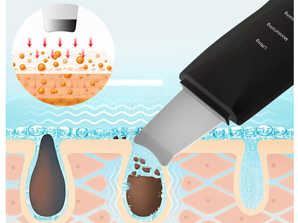 Wireless Ultrasonic Facial Scrubber (Cavitation Peeling), 3 Modes