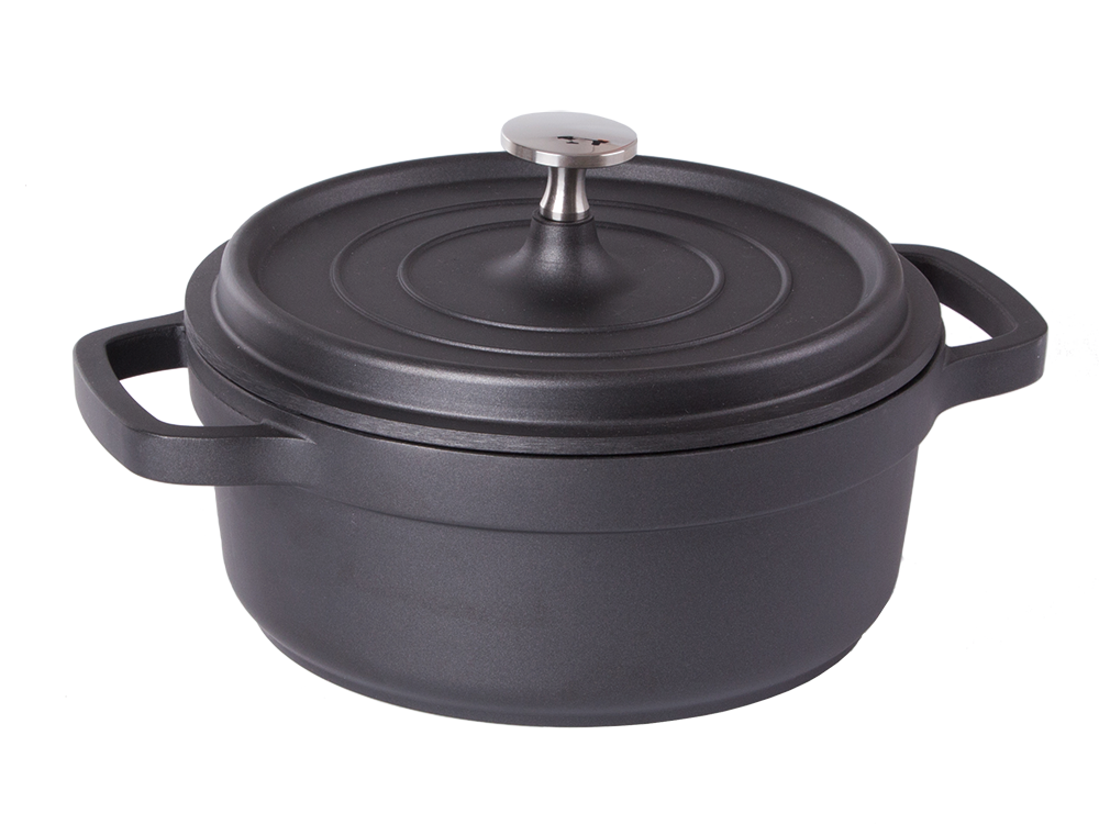 Aluminum Pot / Roasting Pan with Lid, Non-Stick, 2.2L, Black