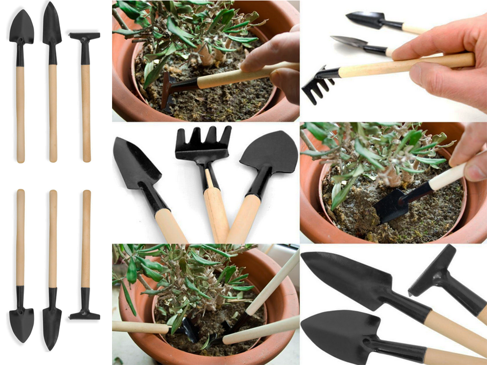 Mini Garden Tool Set 3-in-1, Trowel and Rake for Indoor Plants