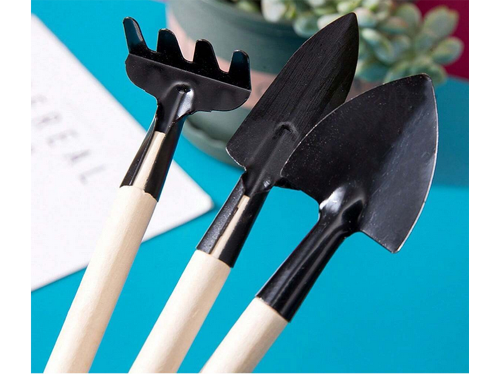 Mini Garden Tool Set 3-in-1, Trowel and Rake for Indoor Plants