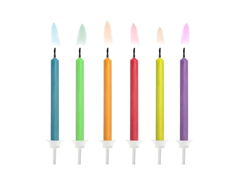 Holiday candles for the cake \"Colorful flames\", 6 cm x 6 pcs.