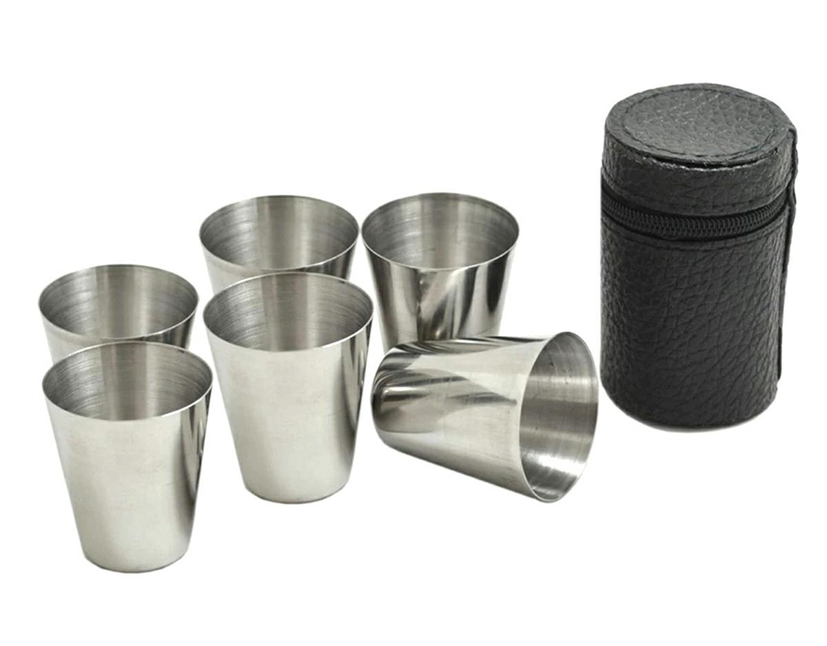 Tūrisma Degvīna Glāzītes Šotu Komplekts 6 gab. + Futrālis, 180 ml | Set of Tourist Shots Glasses