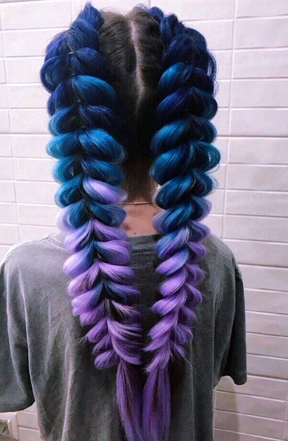 Kanekalons Sintētiskās Ombre Afro Bizes Frizūrām 60cm, Violets-Zils | Synthetic Ombre Afro Braids for Hairstyles