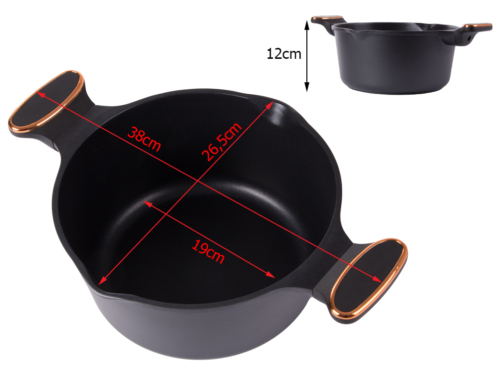 Deep Pot / Saucepan with Lid 4.55L, Black