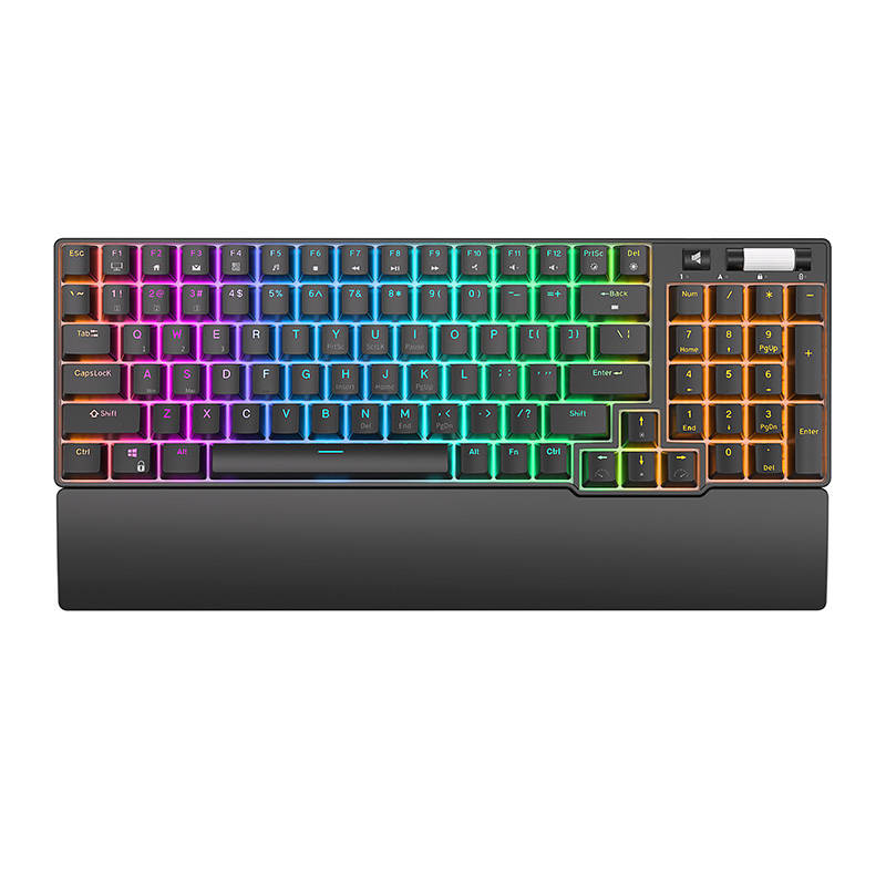 Royal Kludge RK96 RGB mehāniskā tastatūra klaviatūra ar apgaismojumu Bluetooth/USB, melns | Wireless Mechanical...