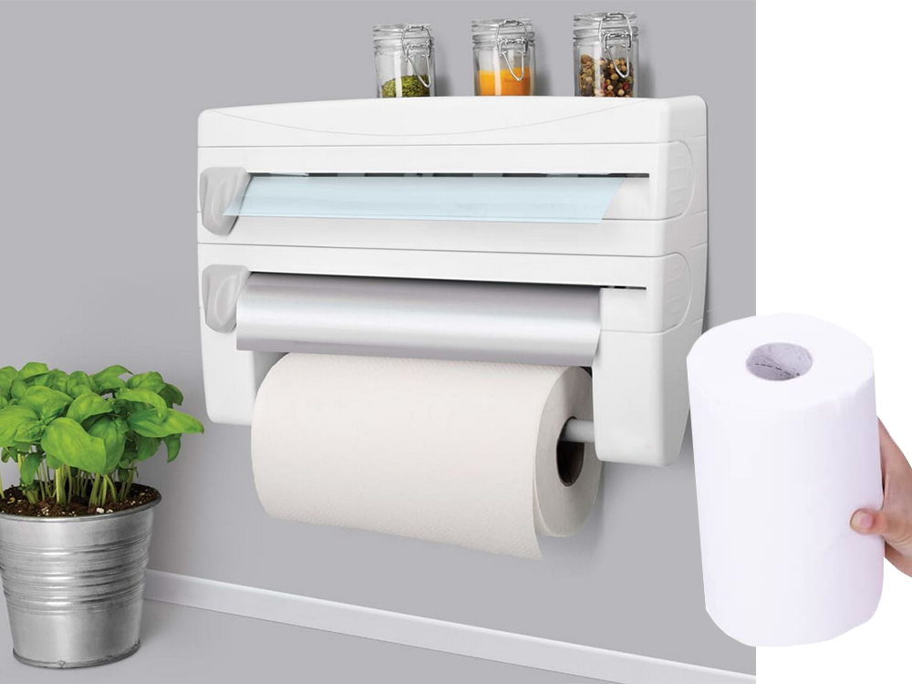 Shelf Kitchen Organizer Holder Box Spice Rack Paper Towel Foil Holder