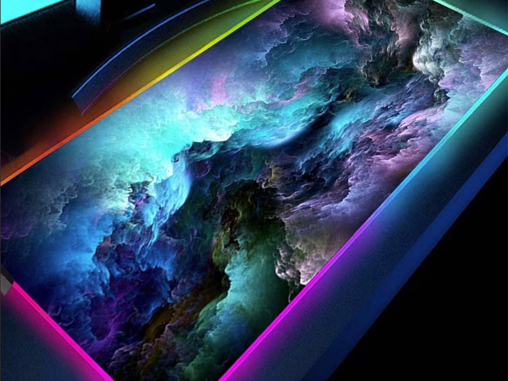 RGB Gaming Computer Table Carpet Mat Mouse LED Pad 90x40 cm, Cosmos