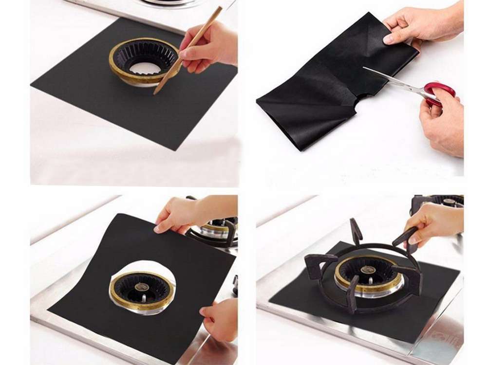 Тефлоновый защитный коврик для газовой плиты, 4 шт. | Teflon Gas Stove Burner...