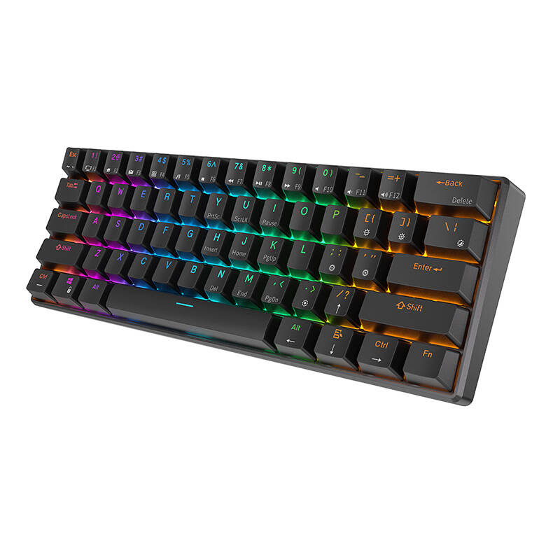 Mehāniskā tastatūra Royal Kludge RK61 RGB, brūns slēdzis (melna) | Mechanical keyboard brown switch