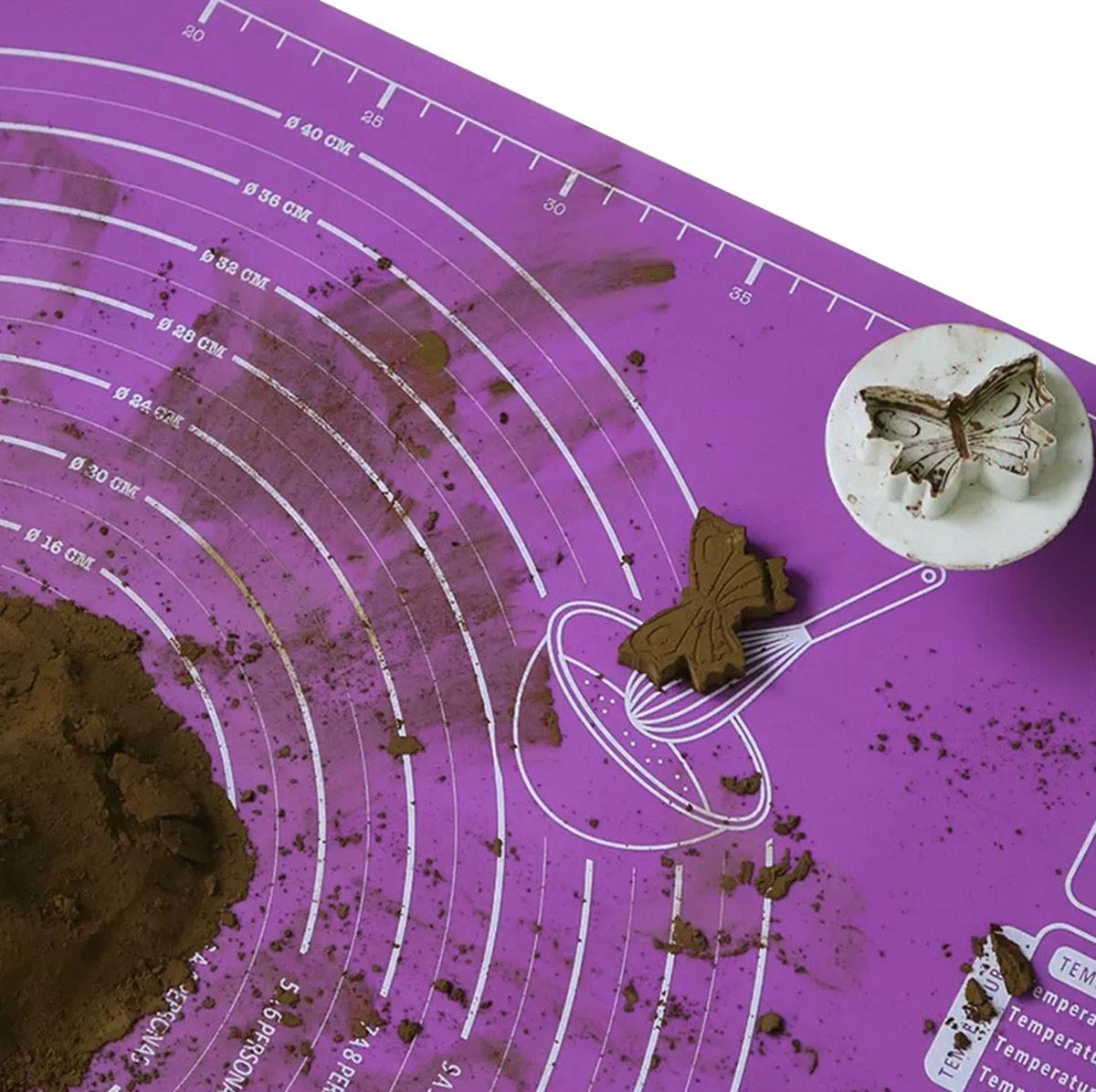 Non-slip Silicone Pastry Baking Dough Rolling Mat, 60x45cm, Violet