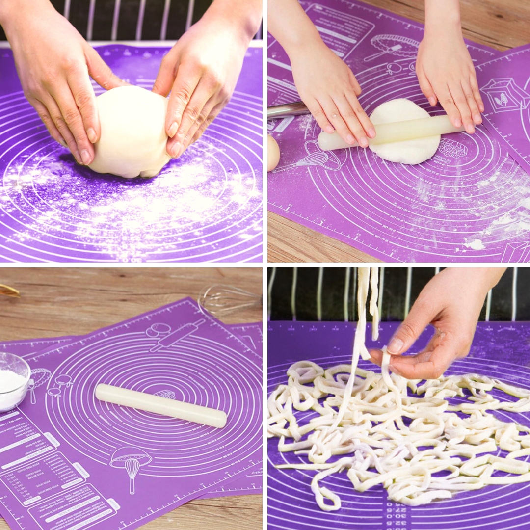 Non-slip Silicone Pastry Baking Dough Rolling Mat, 60x45cm, Violet