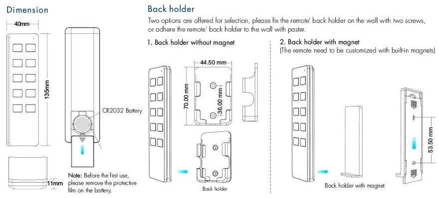 RU8 Dimming Remote Control, 8 Zones, Single-Color (1)
