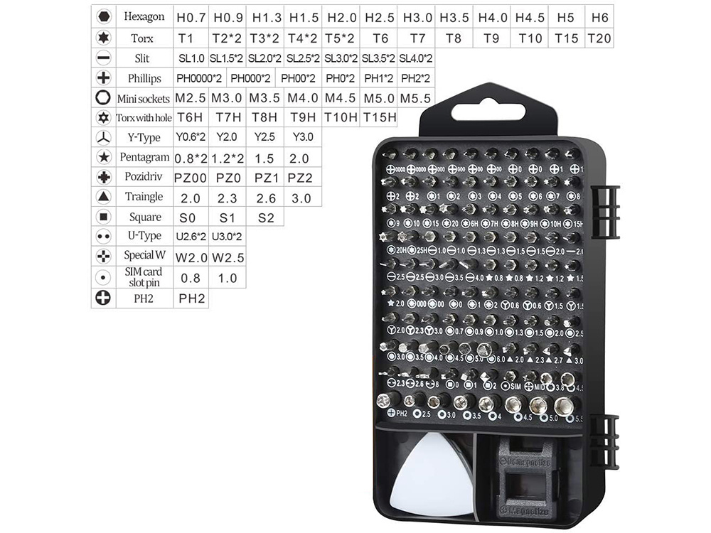 Instrumentu skrūvgriežu komplekts telefonu, planšetdatoru, pulksteņu utt. remontam, 115 gab. | Screwdriver Set for... (4)