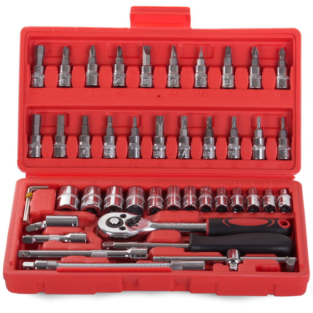Mājas Darba Garāžas Instrumentu Atslēgu Uzgaļu Muciņu Komplekts (TORX, HEX), 46 gab. | Household Tool Set (4)