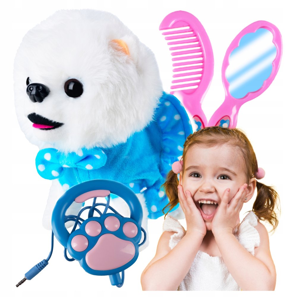 Interaktīva rotaļlieta, plīša suns ar pavadiņu | Interactive Toy Plush Dog with Leash (4)