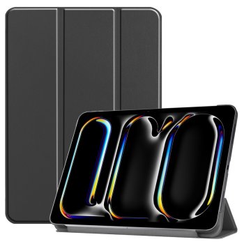 Apple iPad Pro 11'' (2024) (A2837 A2925) PU Leather Protective Tri-fold Book Case Cover, Black | Planšetes Vāciņš...