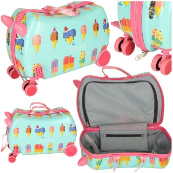 Bērnu ceļojumu soma ar riteņiem, koferis, čemodāns-sēdeklis, Saldējums | Kids Travel Luggage Bag Ride On Suitcase