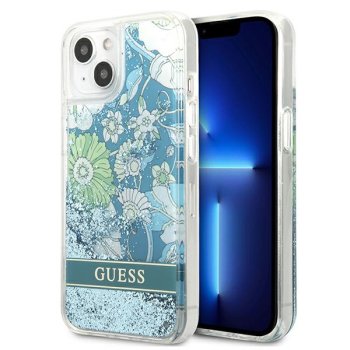 Apple iPhone 13 mini 5.4'' Guess Flower Liquid Glitter Case Cover (GUHCP13SLFLSN), Green | Telefona Maciņš Vāks...