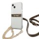 Guess iPhone 13 mini vāciņš 4G Brown Strap Gold Chain, caurspīdīgs