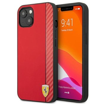 Ferrari iPhone 13 mini vāciņš On Track Carbon Stripe, sarkans