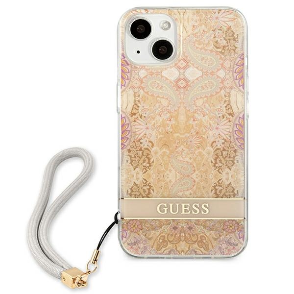 Guess vāciņš Flower Strap Collection priekš iPhone 13 mini - Zeltains (1)