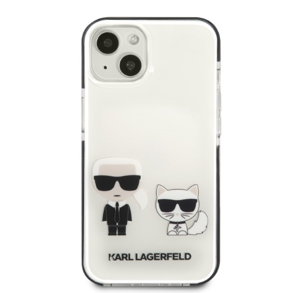 Karl Lagerfeld iPhone 13 mini vāciņš Karl & Choupette Balts (1)