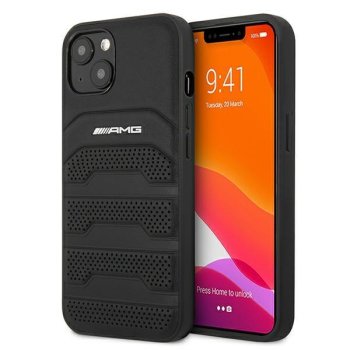Apple iPhone 13 mini 5.4'' AMG Leather Debossed Lines Case Cover (AMHCP13SGSEBK), Black | Telefona Maciņš Vāks...