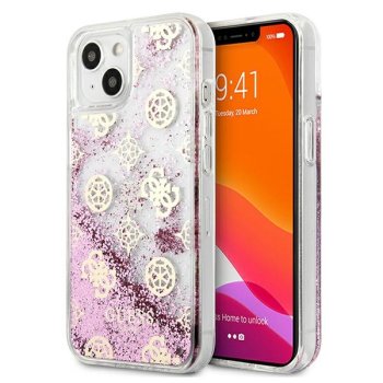 Apple iPhone 13 mini 5.4'' Guess Peony Liquid Glitter Case Cover (GUHCP13SLGPEPI), Pink | Telefona Maciņš Vāks...