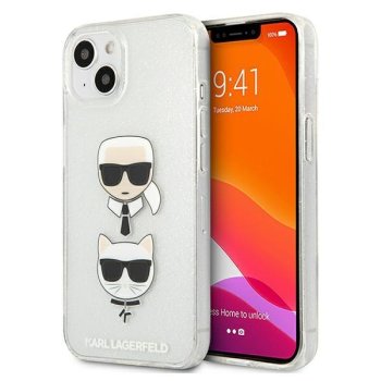 Apple iPhone 13 mini 5,4" Karl Lagerfeld Glitter Karl`s & Choupette Case Cover (KLHCP13SKCTUGLS), Silver | Telefona...