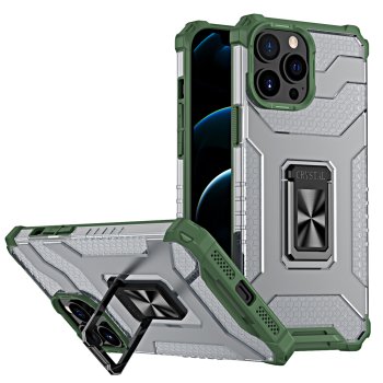 Apple iPhone 13 Pro Max 6.7'' Crystal Ring Case Tough Rugged Cover, Green | Telefona Vāciņš Maciņš Apvalks Bampers
