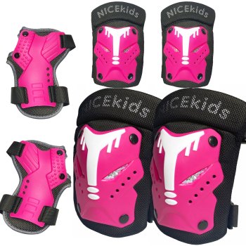 Skeitborda velosipēdu aizsargi bērniem S/M rozā krāsā NICEKIDS SAFEGUARDS | Skateboard Bike Protectors For Kids S/M Pink NICEKIDS SAFEGUARDS
