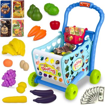 Bērnu iepirkumu ratiņi Ricokids 773400 ar piederumiem, zili