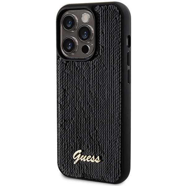 Guess Sequin Script metāla vāciņš iPhone 13 Pro Max - melns | Metal case for black (0)