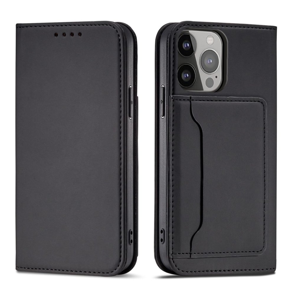 Apple iPhone 13 Pro 6.1'' Magnet Card Pouch Wallet Book Case Cover, Black | Telefona Vāciņš Maciņš Apvalks... (2)