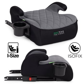 ECOTOYS ISOFIX auto paliktnis i-SIZE bērniem 125-150 cm ar dzērienu turētāju