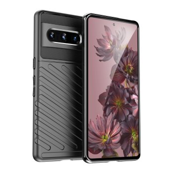 Google Pixel 7 Pro Thunder Series Twill Texture TPU Mobile Phone Cover Case, Black | Telefona Macņš Vāciņš Apvalks Maks Bampers