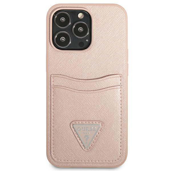 Apple iPhone 13 Pro 6.1" Guess Saffiano Triangle Logo Cardslot Case Cover, Pink | Telefona Maciņš Vāks Apvalks... (5)